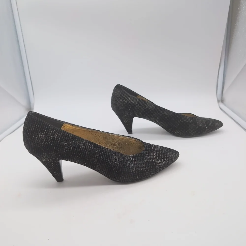 Vintage Nina Sz 10  Black Sparkle Women's Heels